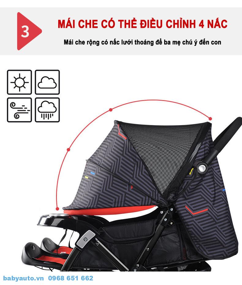 4 nấc chỉnh che nắng trên xe đẩy cho bé Baobaohao 703 4 nấc chỉnh che nắng trên xe đẩy cho bé Baobaohao 703