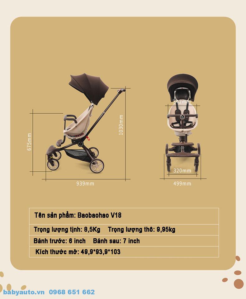 Kích thước xe đẩy baobaohao V18