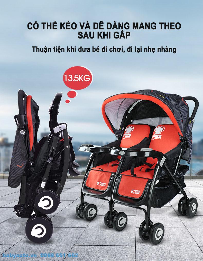 Thuận tiện mang đi chơi khi gấp xe đẩy cho bé baobaohao 703