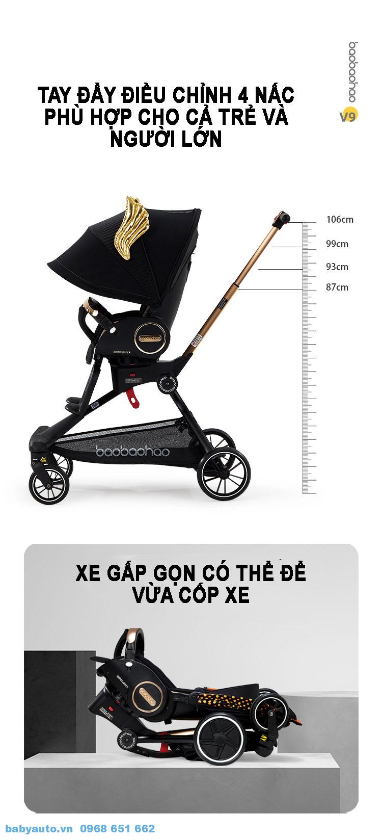 đIỀU CHỈNH TAY LÁI, GẤP GỌN XE ĐẨY v9