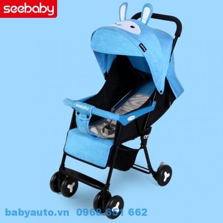 xe-day-seebaby-tai-tho-xanh-moi Xe đẩy cho bé Seebaby QQ2 nhỏ gọn nhẹ phù hợp cho bé từ sơ sinh đến 36 tháng